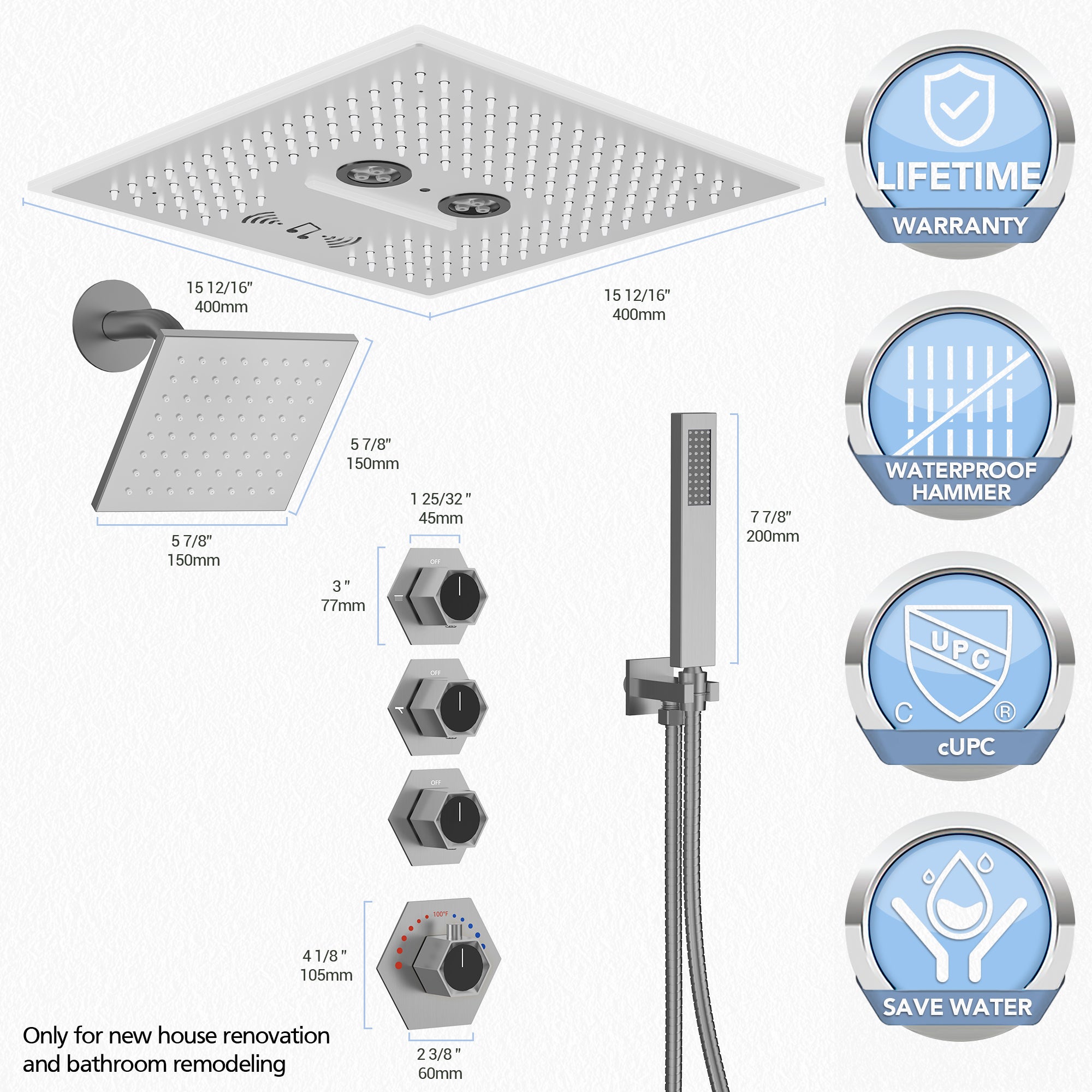EVERSTEIN SFS-1048-NK16 Pressure Balanced Complete Shower System with Rough-in Valve