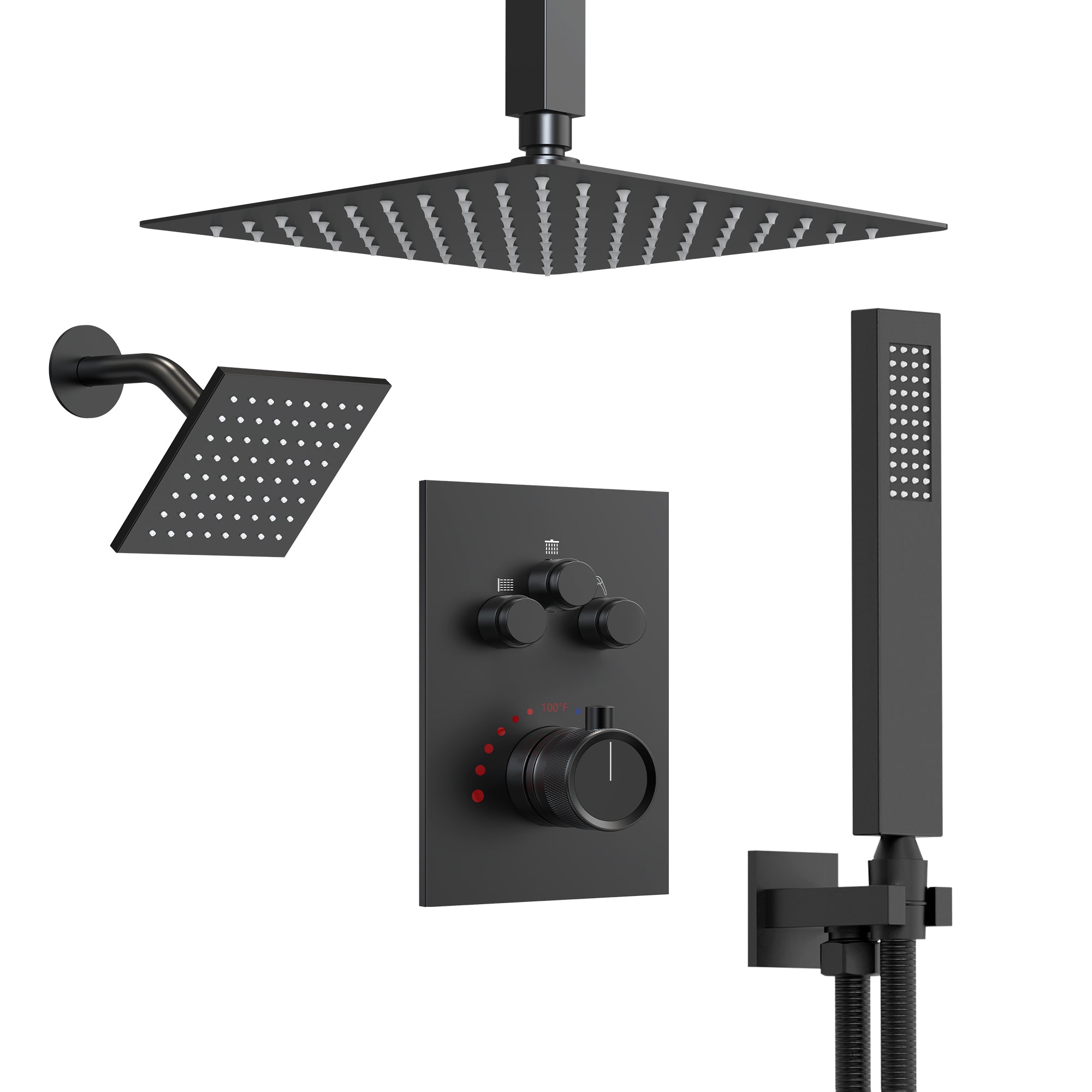 alt="Luxury Matte Black 12-inch Ceiling and Wall Mounted Rain Shower Faucet System for Modern Bathrooms_jpg"