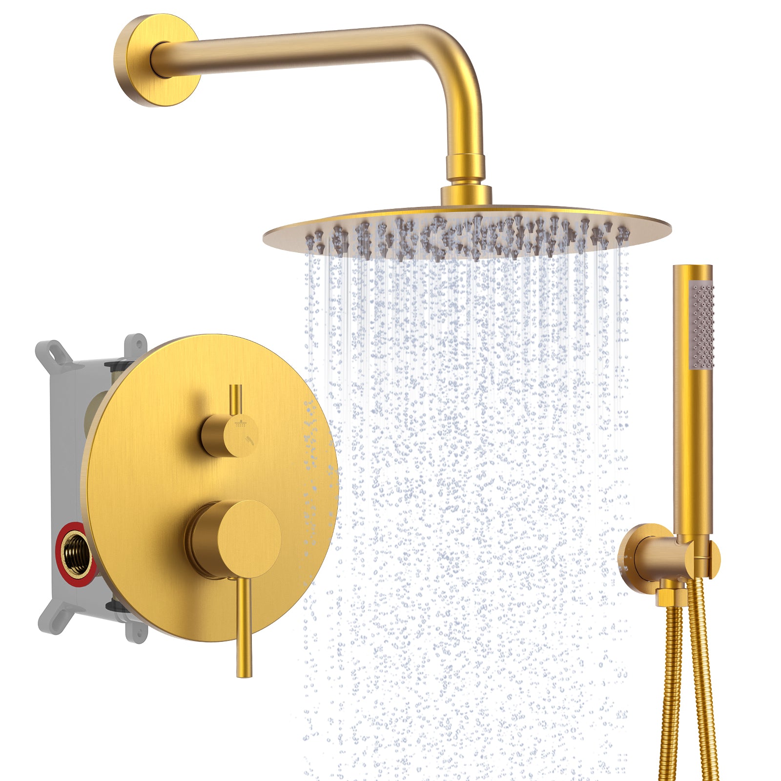 M6610GNI-10BL EVERSTEIN Shower Head Faucet System Combo Set - Rainfall Bathroom Shower Faucet Kit with Handheld Spray Hose, High-Pressure Luxury Wall Mount Shower Fixture Filter Accessories Gifts Rough-in Valve Body & Trim