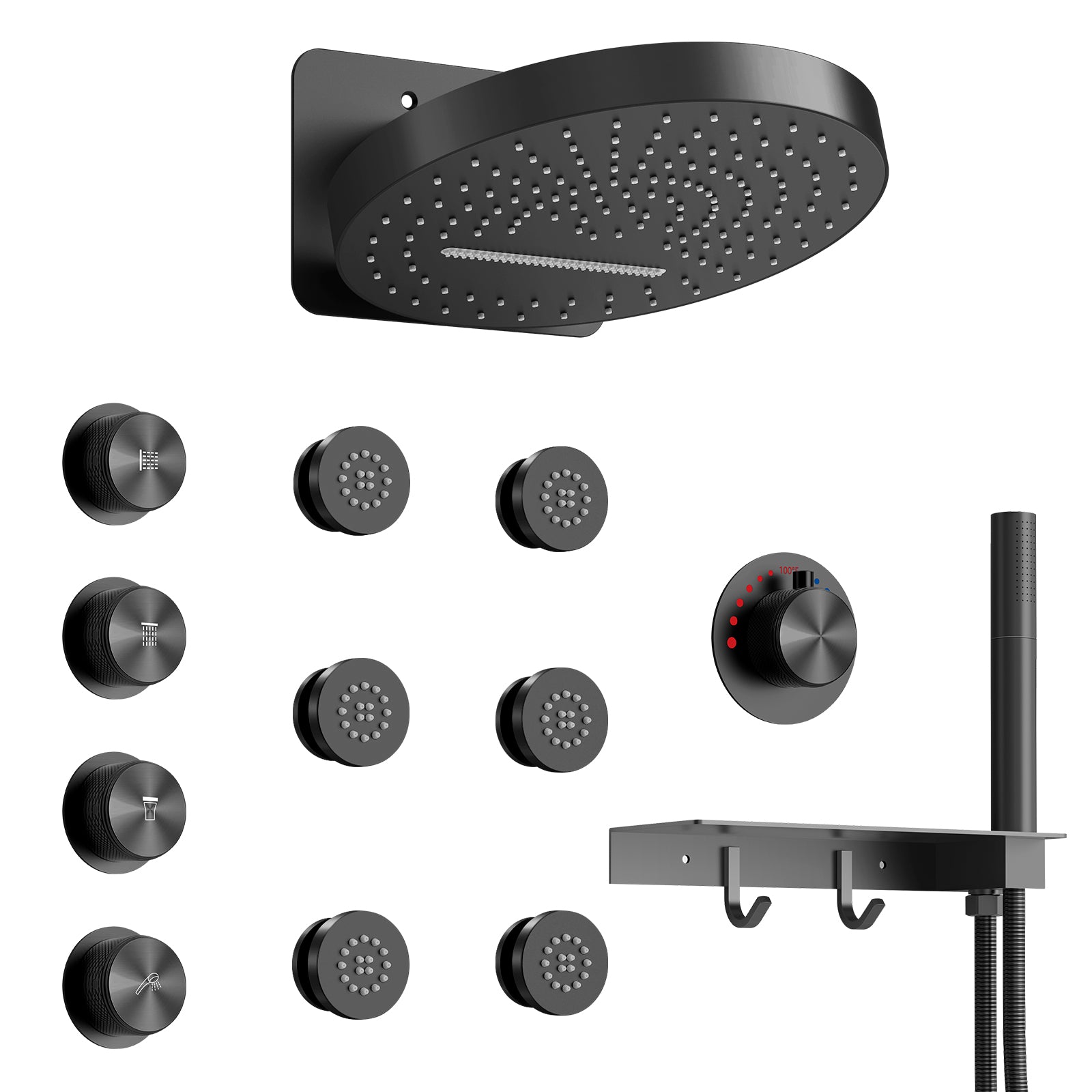 M6274BI 12" High-Pressure Wall Mount Rainfall Complete Shower System with Rough in-Valve