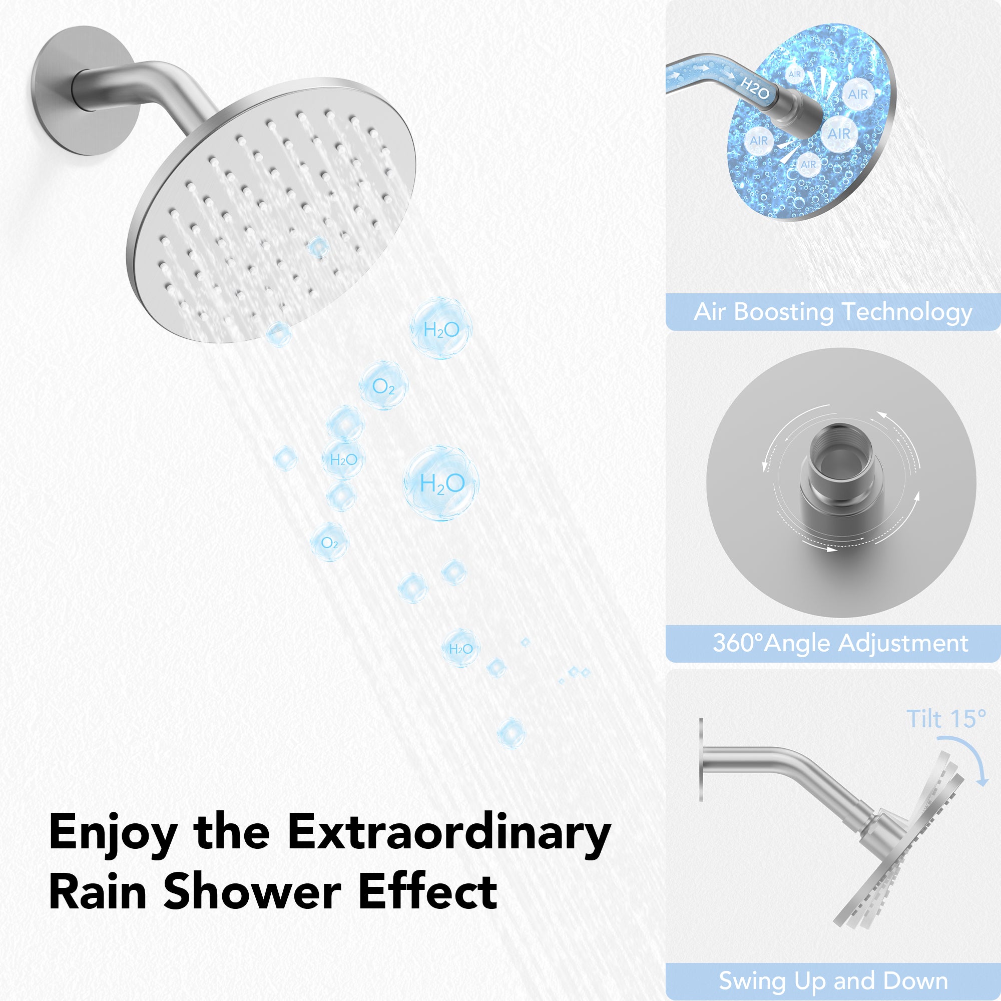 EVERSTEIN SFS-1065-NK12 12" High-Pressure Rainfall Complete Shower System with Rough-in Valve