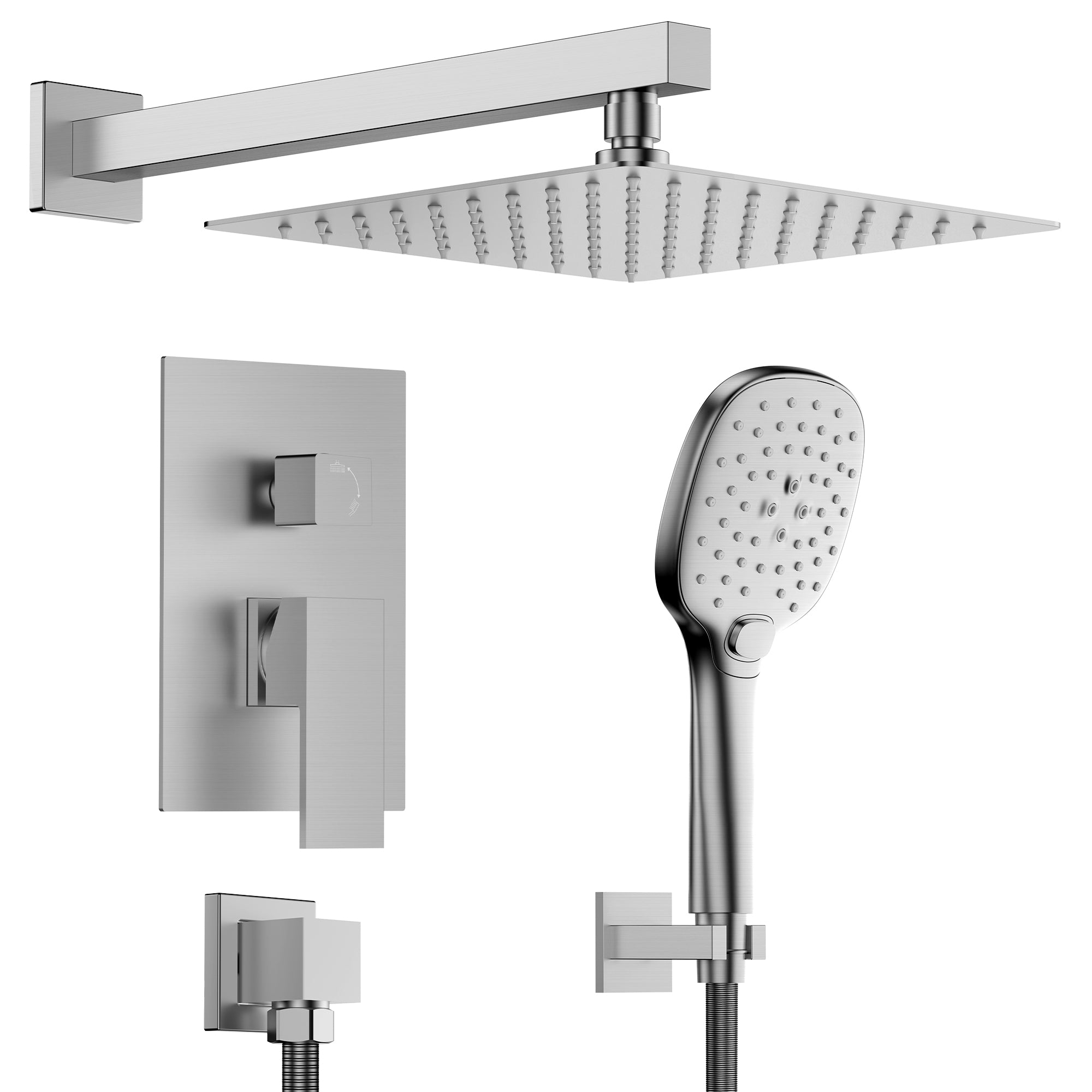 EVERSTEIN Luxury Rainfall Shower System - 10" Ceiling Showerhead with Handheld Spray Combo, High-Pressure Bathroom Fixtures