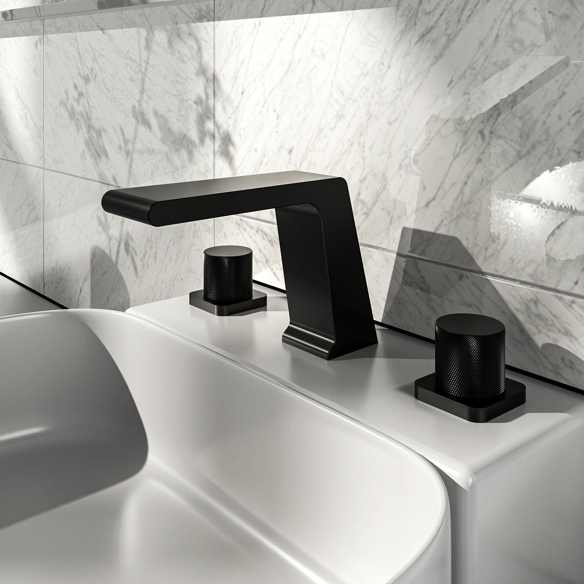 SFS1008-BK EVERSTEIN Two-Handle Widespread Bathroom Faucet in Matte Black