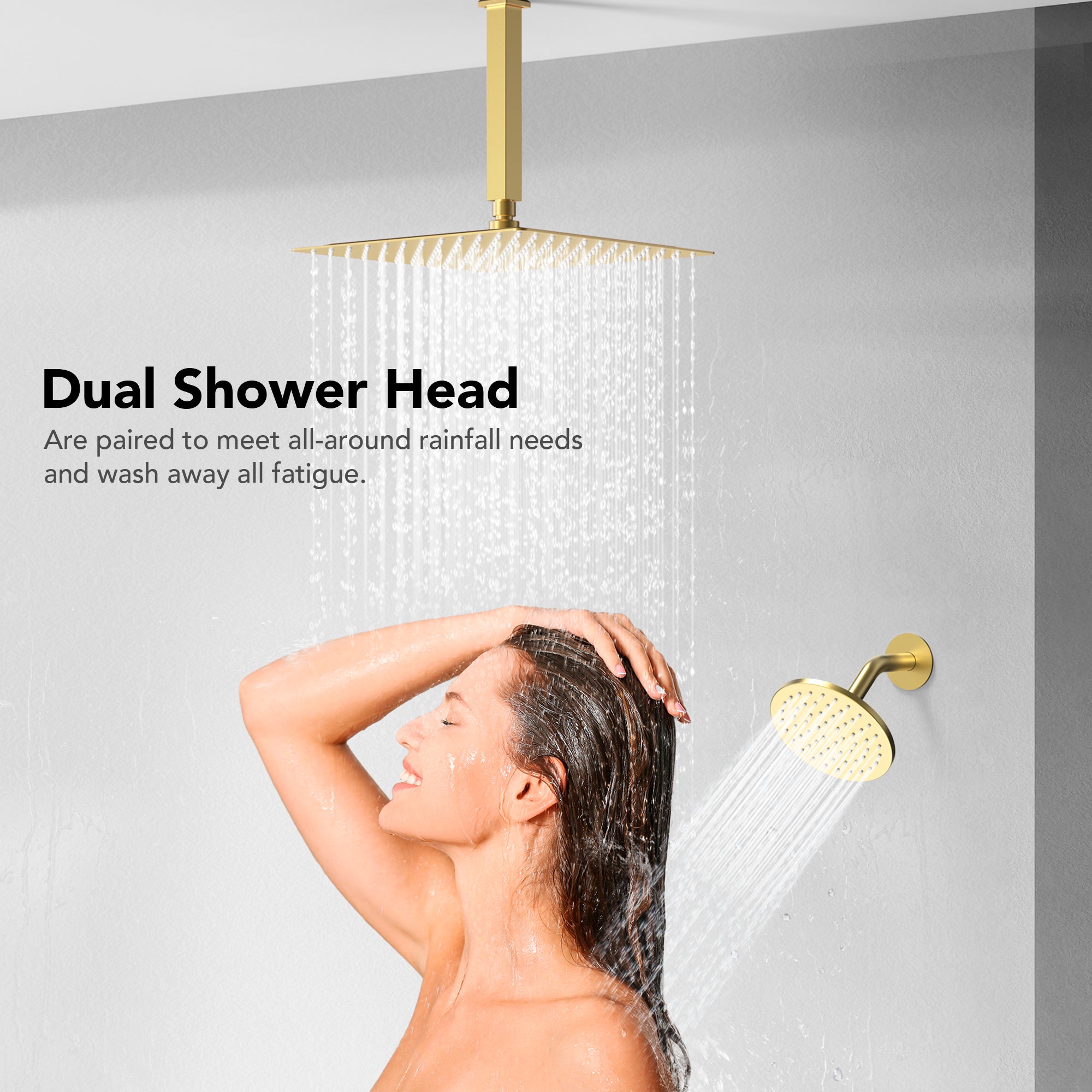 EVERSTEIN SFS-1067-GD12 12" High-Pressure Rainfall Complete Shower System with Rough-in Valve