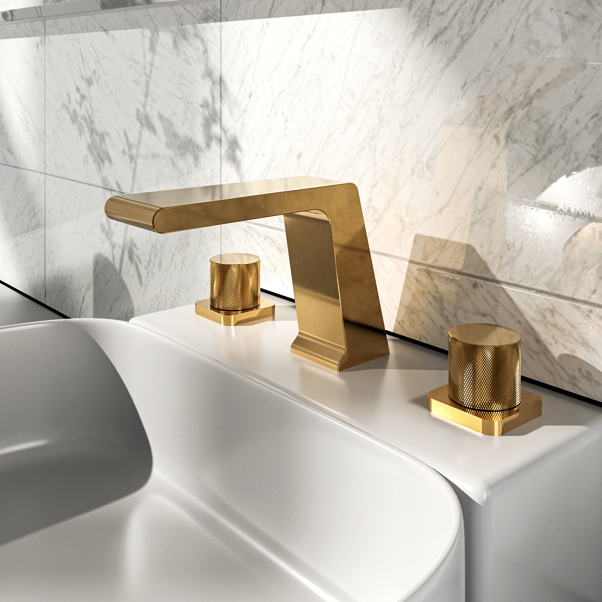 SFS1008-GD EVERSTEIN Two-Handle Widespread Bathroom Faucet in Brushed Gold