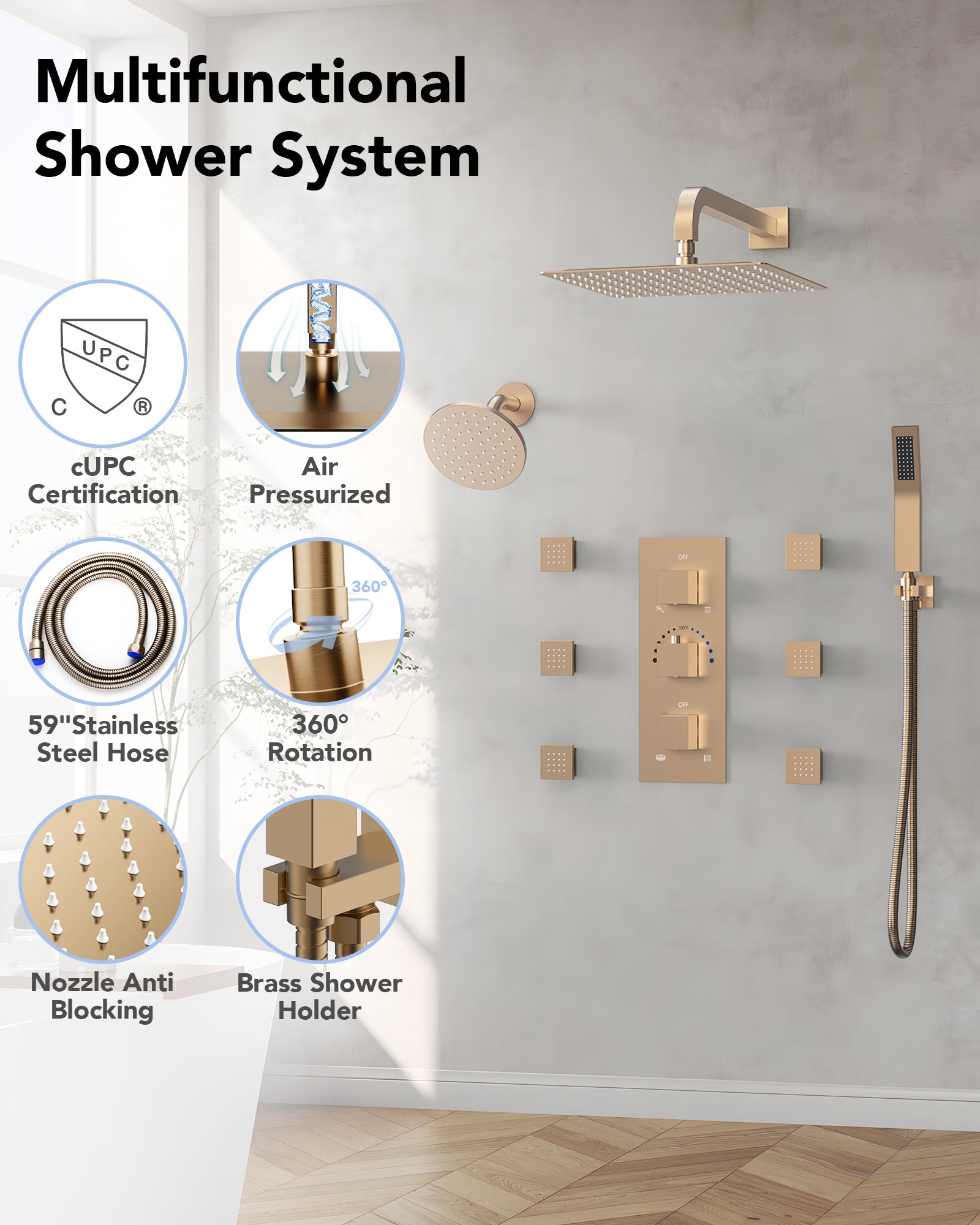 Complete shower system showcasing body massage jet features and full setup overview_jpg