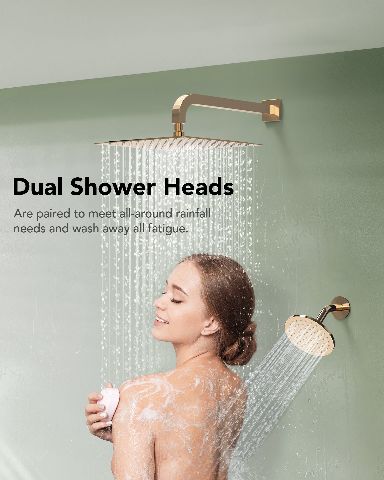 Luxurious rose gold dual bath shower head setup in use by a woman for a relaxing shower_jpg